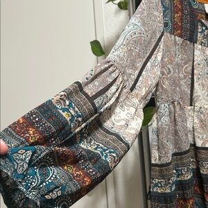 Knox Rose Multicolor Paisley High- Low Flowy Blouse NWOT